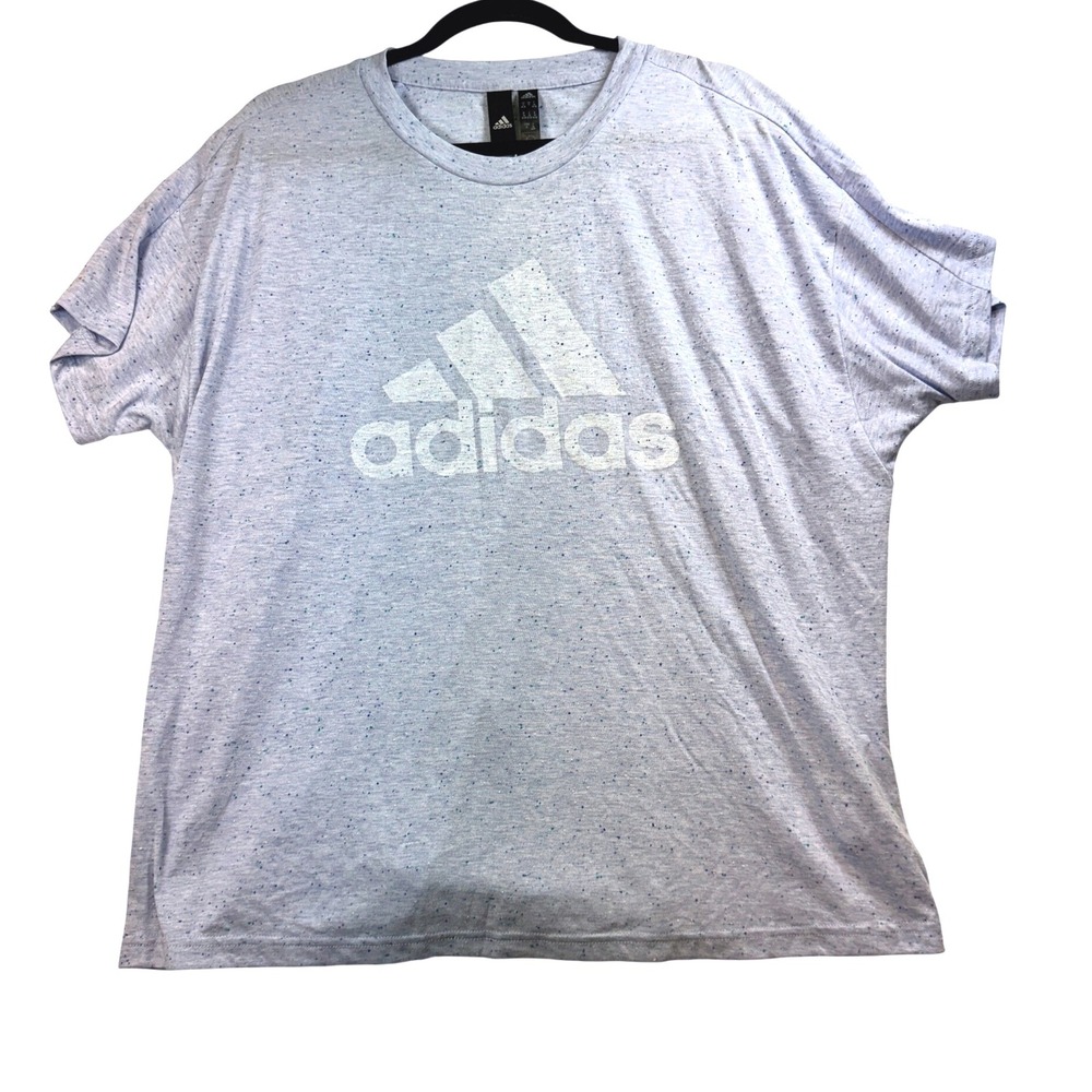 Adidas T-Shirt Speckled‎ Logo Athleisure Short Sleeve Top Women's 1X